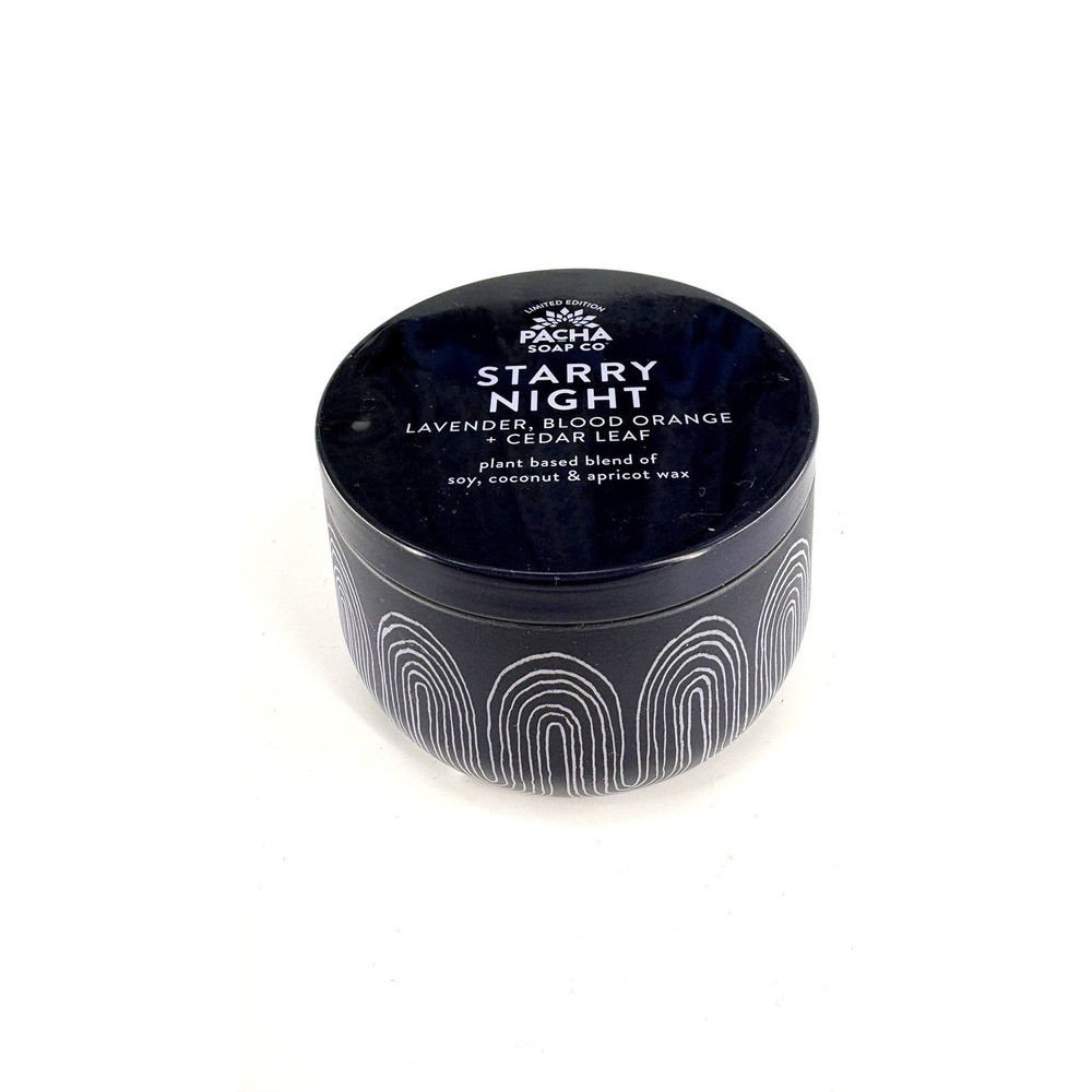 Starry Night Candle Pacha Soap Co. 20 Hours Lavender, Blood Orange Cedar Leaf